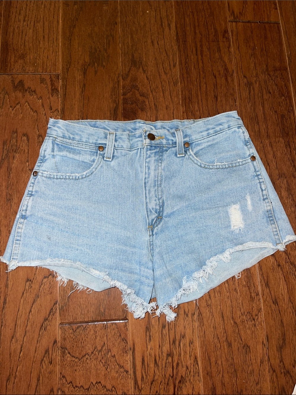 Wrangler Light Blue Distressed Denim Cutoff Shorts